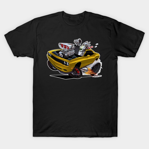 HELL CAT Dodge Challenger GOLD T-Shirt by vincecrain